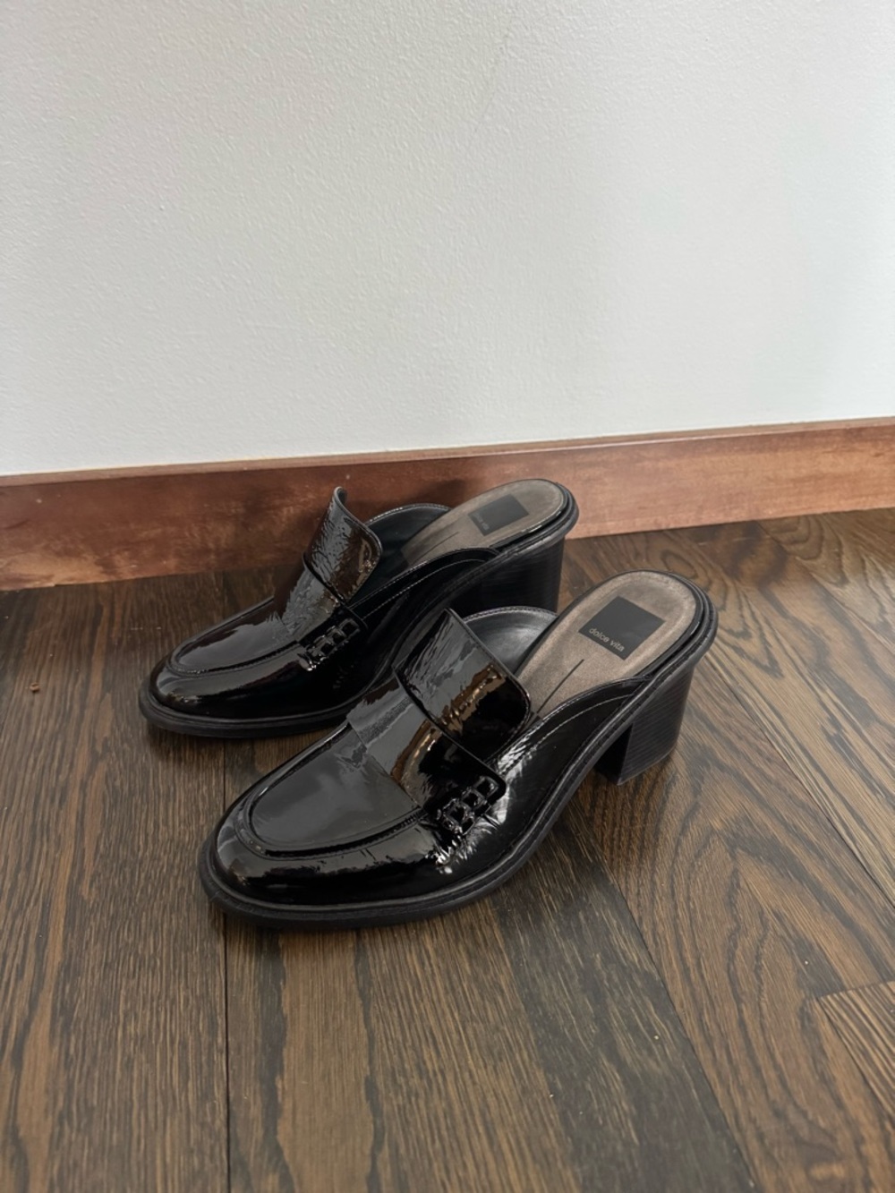 Dolce Vita Black Patent Leather Mule Heels Size 9 NEW ✨